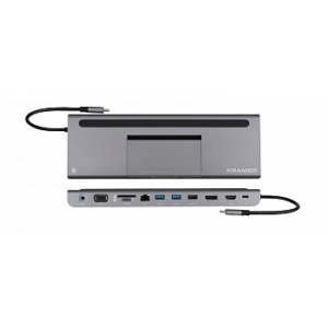 Переходник Kramer KDOCK-4 USB 3.1 тип C (вилка) на HDMI| VGA| DisplayPort| Ethernet (розетка)| на аудиорозетку| разъемы для карт SD и MicroSD| 2хUSB 3.0| USB 2.0 и USB 3.1 Type-C (розетка) для зарядки мобильных устройств