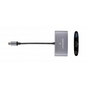Переходник Kramer KDOCK-1 USB 3.1 тип C (вилка) на HDMI| USB 3.0 и USB 3.1 Type-C (розетка) для зарядки мобильных устройств