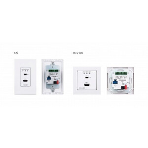 Kramer WP-20CT/US-D(W/B) Передатчик HDMI/USB-C с автоматическим переключением и RS-232 по витой паре HDBaseT| деэмбедиование аудио| возможность зарядки по USB-C до 60 Вт| поддержка 4К60 4:2:0| PoE| Maestro Room Automation| исполнение передатчика в виде на